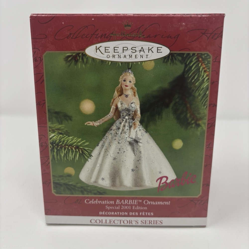 Hallmark Keepsake Ornament 2001 Celebration Barbie Series #2  Silver Dress - Picture 5 of 6